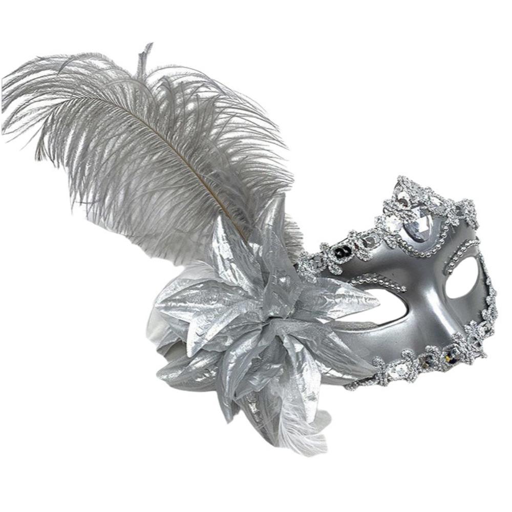 Rhinestone Decoration Masquerade Mask Feather Party Mask Venetian Mask  Dance Party