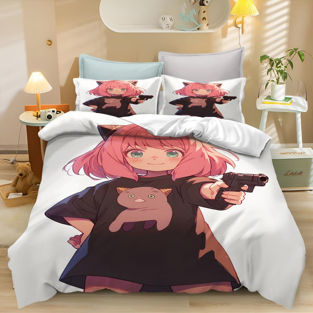 Cartoon Spy Game Duvet Anya Quilt Cover Anime Children Cute Printed King Size Set Queen Twin Bedding