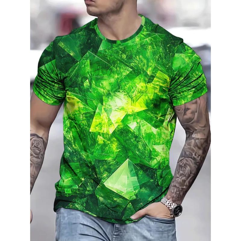 Summer Men's 3D Printed Crew Neck T-Shirt Fashion Versatile Trend Breathable Casual
