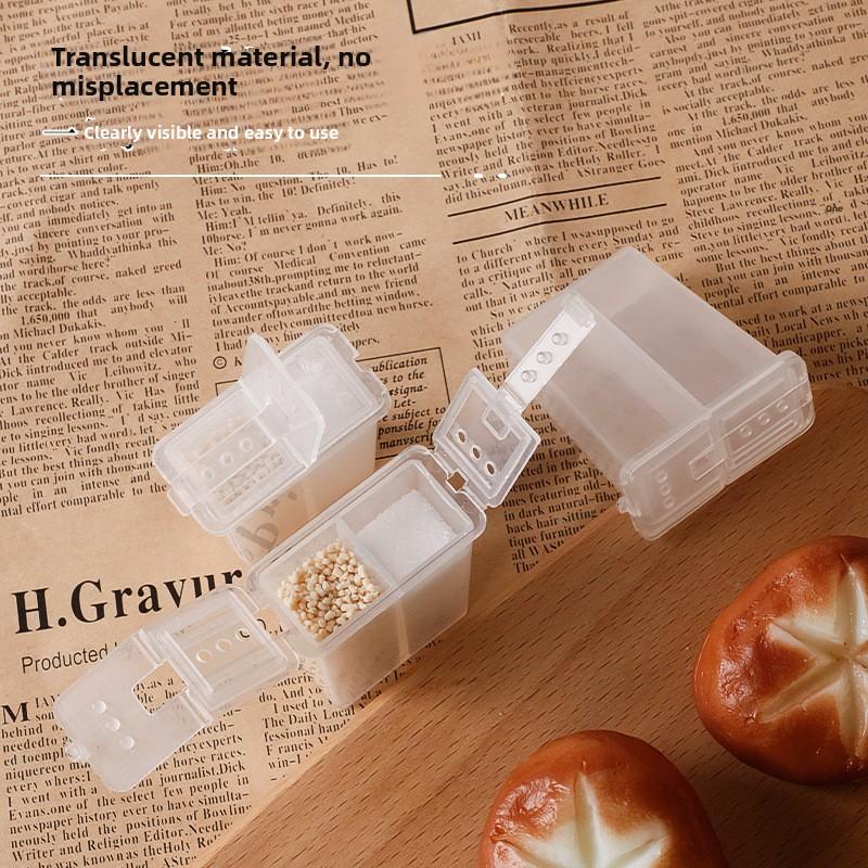 1Pcs Plastic Divided Spice Bottle Portable Travel Mini Dual Compartments Kitchen Storage Box Safety Material Compact