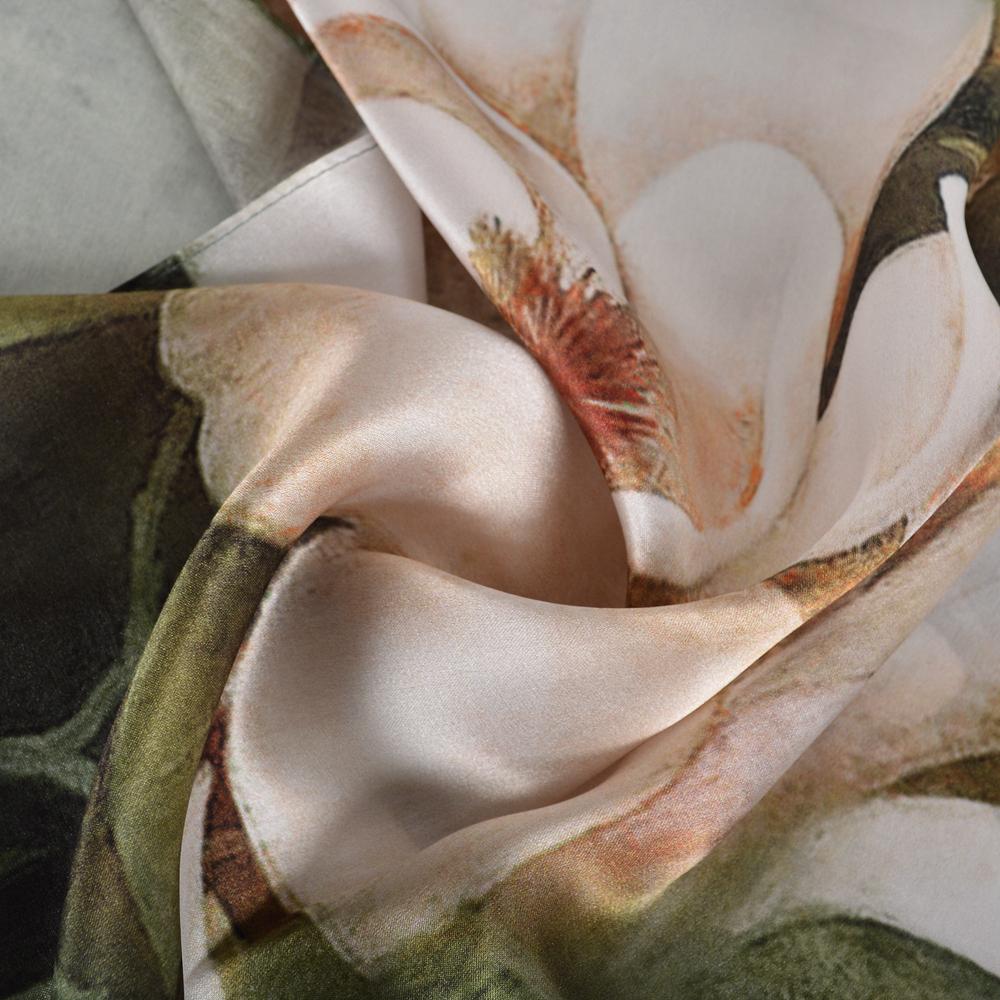 BYSIFA|Green White Silk Scarf Cape Printed Winter Elegant Lotus Design Long Scarves Shawls Fashion Brand Head Neck Scarves Wraps