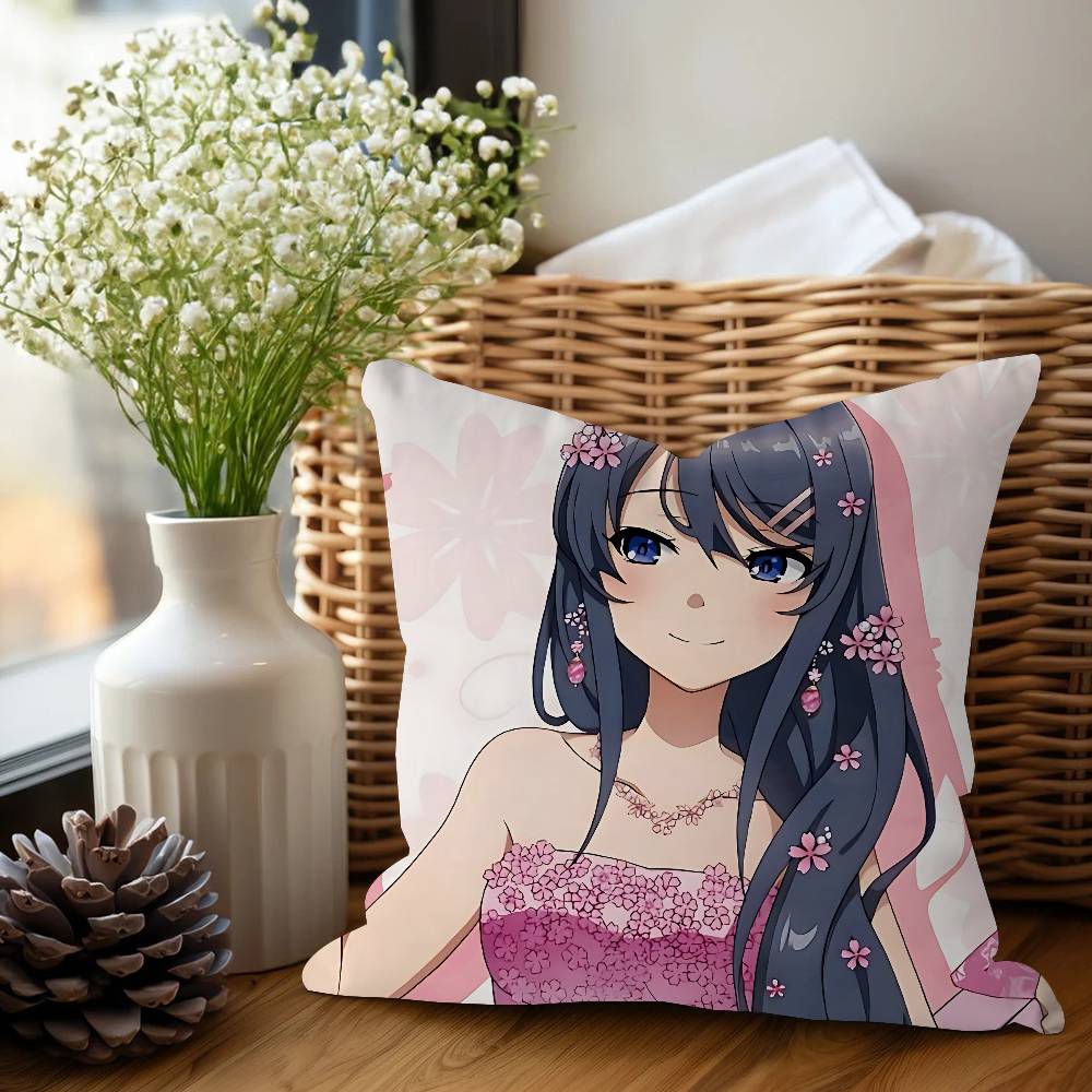 Sakurajima Mai Anime Cushion Cover Car Throw Pillow Case For Sofa Car Christmas Gift 40x40cm 45x45cm