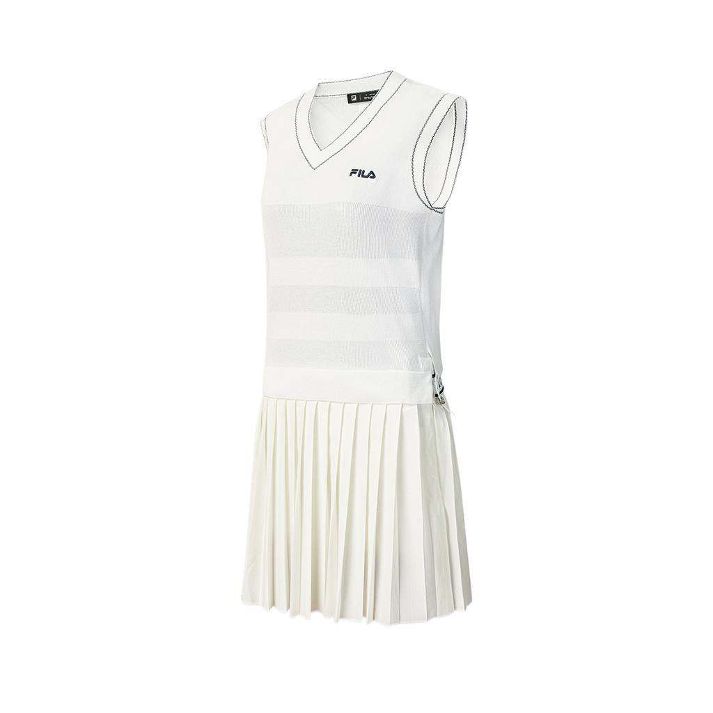 Fila Tennis Solid Color V-Neck Comfortable Sleeveless Dress Women dresses A11W623347FWT