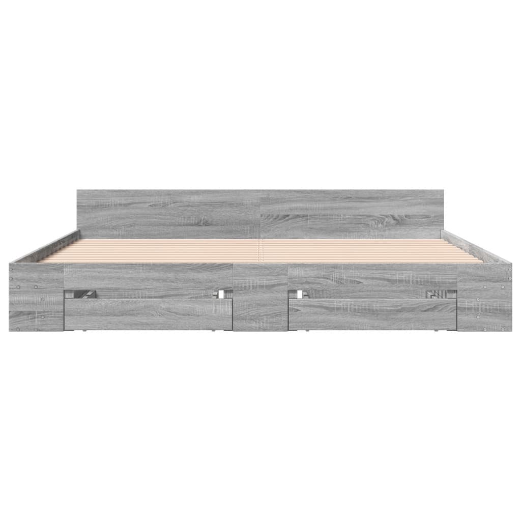 Bed Frame with Drawers Gray Sonoma 180x200 cm Particleboard