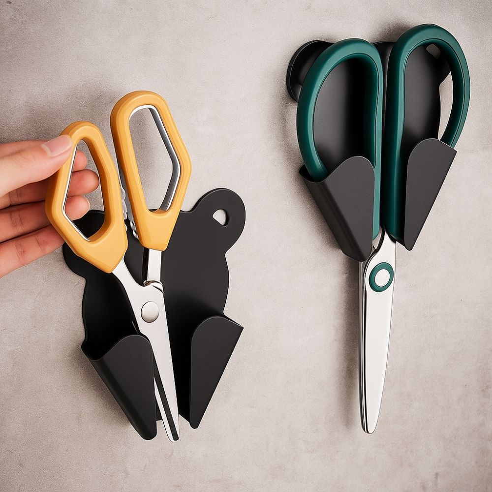 3pcs Punch-Free Scissor Storage Rack Wall Mounted Scissor Organizer  Kitchen Supplies