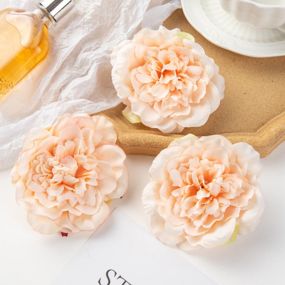 

5/10Pcs Silk Artificial Peony Head 10cm Bridal Accessories for Home Wedding Decor 5Pcs шампанського