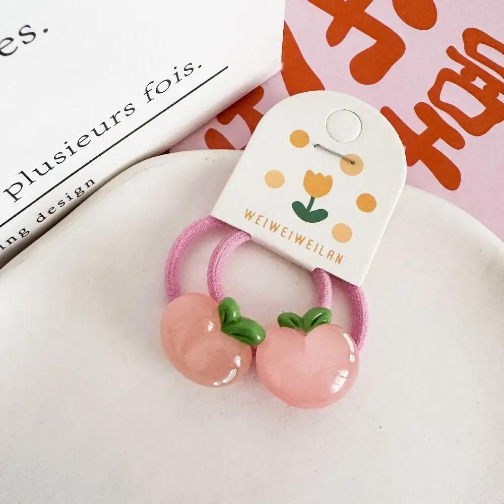 Strawberry Children Hair Scrunchies Candy Color Peach Kids Ponytail Holder Hairpin Hair Accessories Fruit Hair Rope Headdress