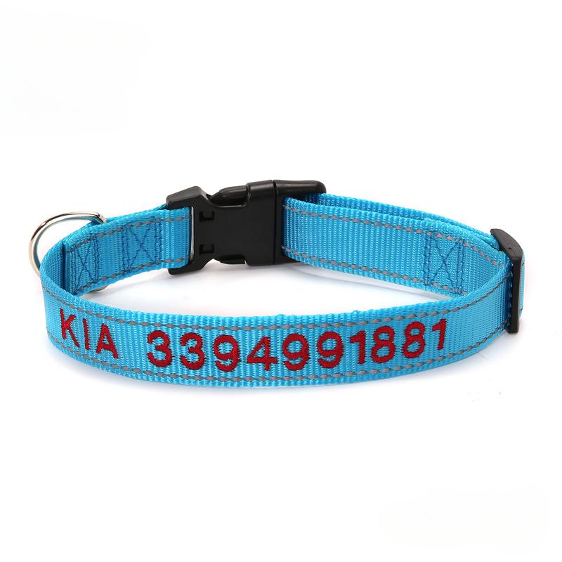 Pet Dog Embroidery Anti-lost Nylon Reflective Collar