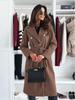 Autumn/Winter Women's Double-Breasted Wool Coat - Simple Fashion Solid Color with Belt