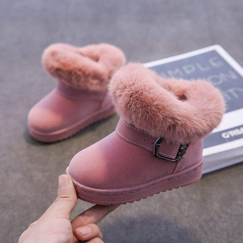 2025 Winter New Children's Snow Boots Girls Velvet Princess Short Boots Girls Warm Baby Cotton Shoes Girls Shoes