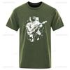 Summer High Quality Funny Astronaut Playing Guitar Casual Unique Loose Cool Men Oneck Streetwear Aesthetic Print Mens Tshirt
