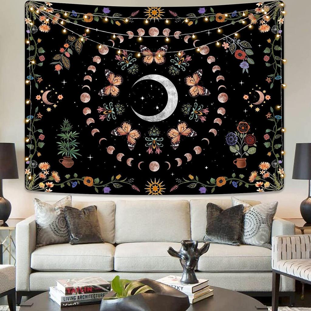 Skull Mushroom Halloween Tapestry Wall Hanging Witchcraft   Hippie  Rug Dorm Decor Psychedelic
