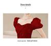 2025 Luxury Red Bridal Toasting Dress: New Style Long Evening Gown for Engagements and Weddings