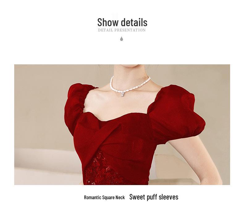 2025 Luxury Red Bridal Toasting Dress: New Style Long Evening Gown for Engagements and Weddings