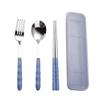Portable Stainless Steel Cutlery Set: Bamboo Handle Spoon, Fork & Chopsticks for Office & Travel