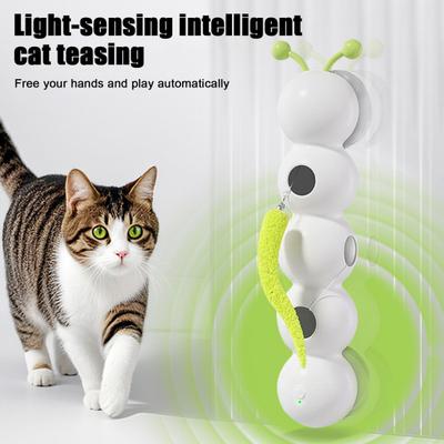 Intelligentes Bewegungsspielzeug Wurm für Hauskatzen Interaktives Raupen-Design Whirlie Katzenspielzeug zur Wand-, Tür- und Fensterinstallation