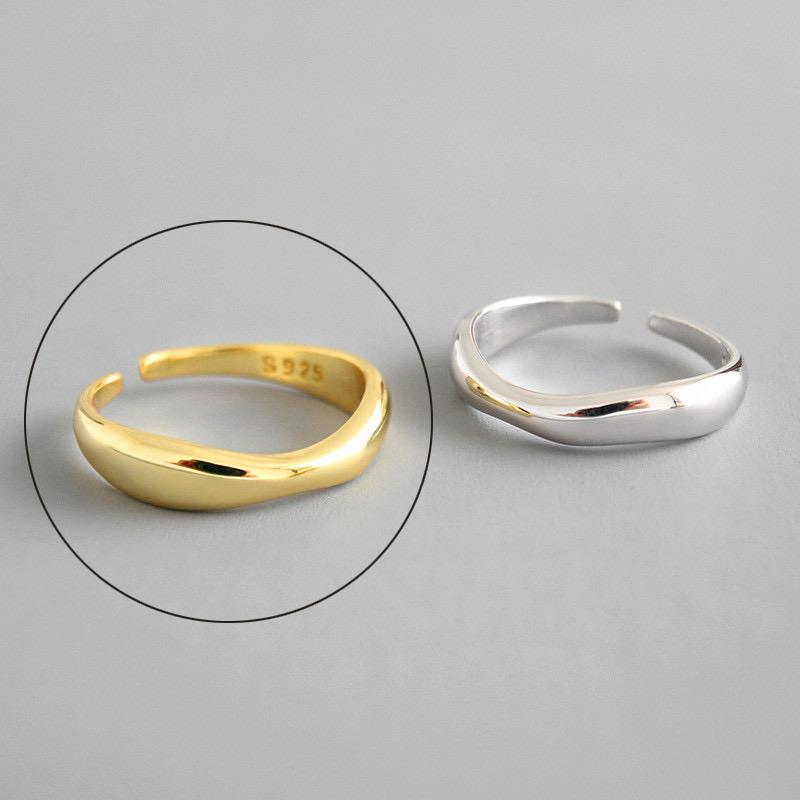 

925 Sterling Silver Simple Ring For Women Fine Jewelry Finger Adjustable Open Vintage Ring For Party Birthday Gift resizable