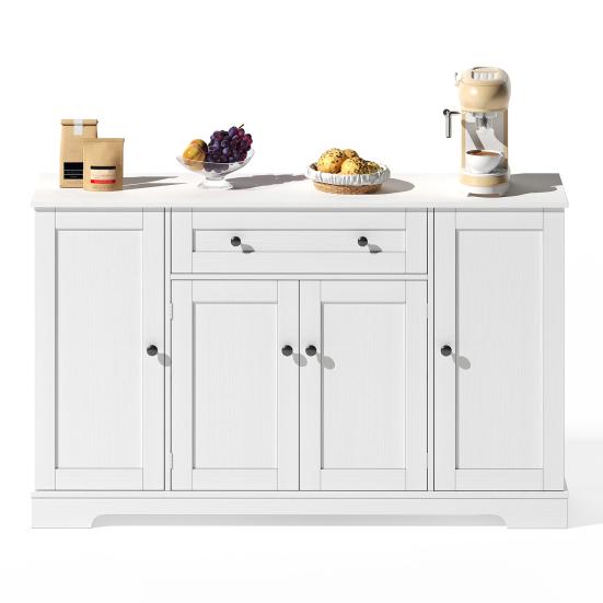 Kitchen Cabinet Multifunctional Buffet 138cm Sideboard with Drawer Shelf Doors And Adjustable Shelves Buffet Modern Design Anti-Tip Protection