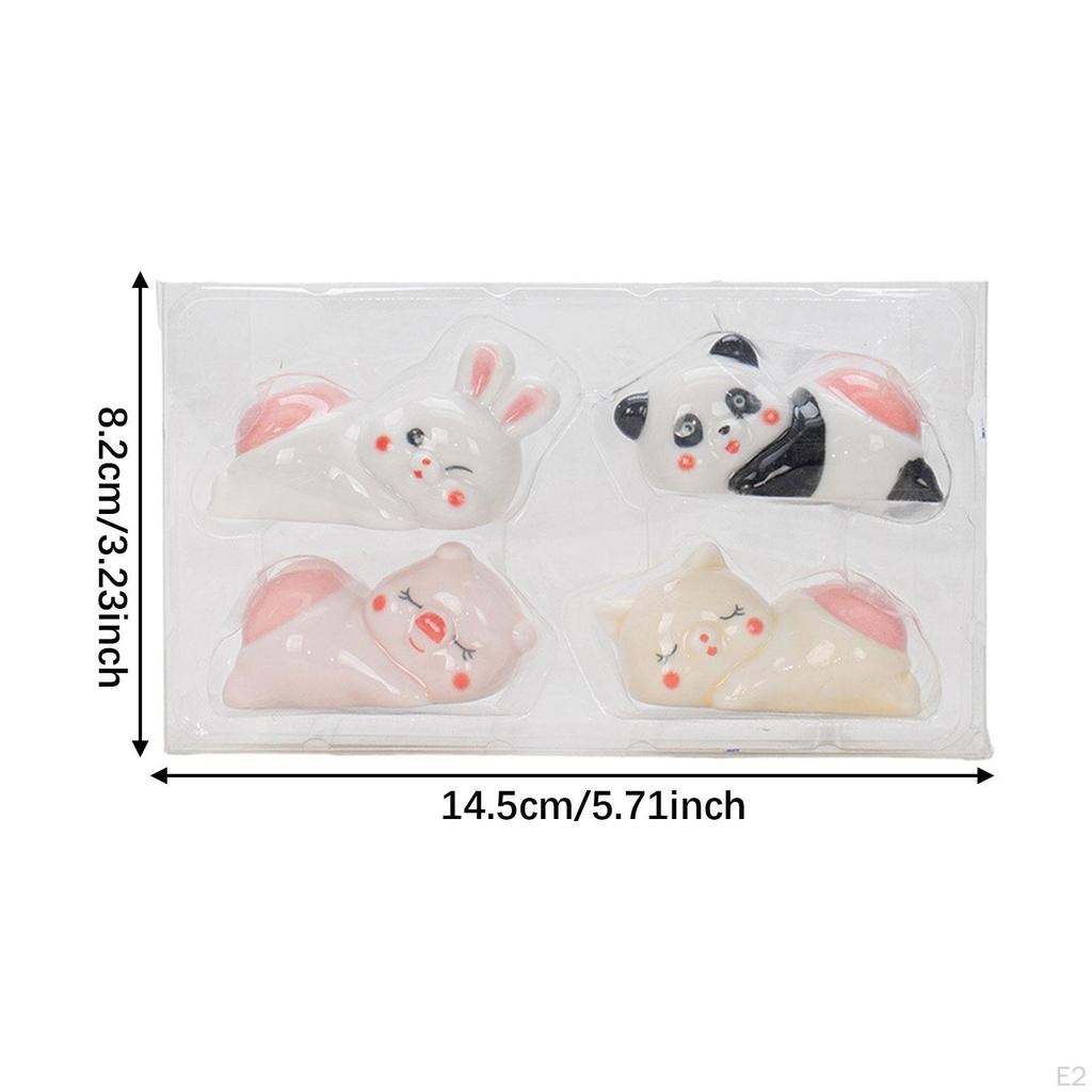 4Pcs Animal Chopsticks Rest Set ,Dinner Spoon Stand ,Figurine Sculpture Fork Rack, Ceramic