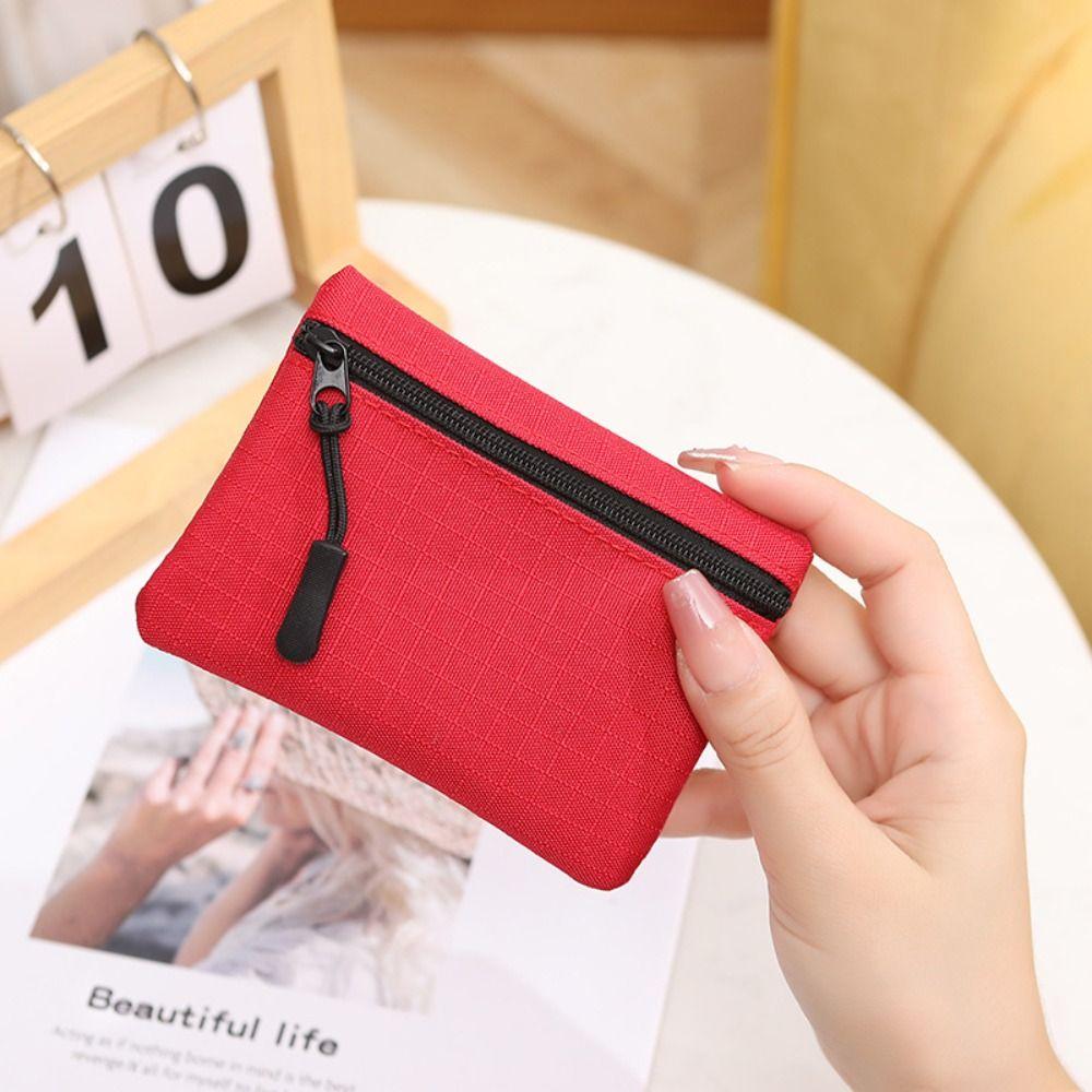 Solid Color Kid Storage Pouch Money Pocket Mini Coin Purse Unisex Zipper Canvas Coin Key Bag