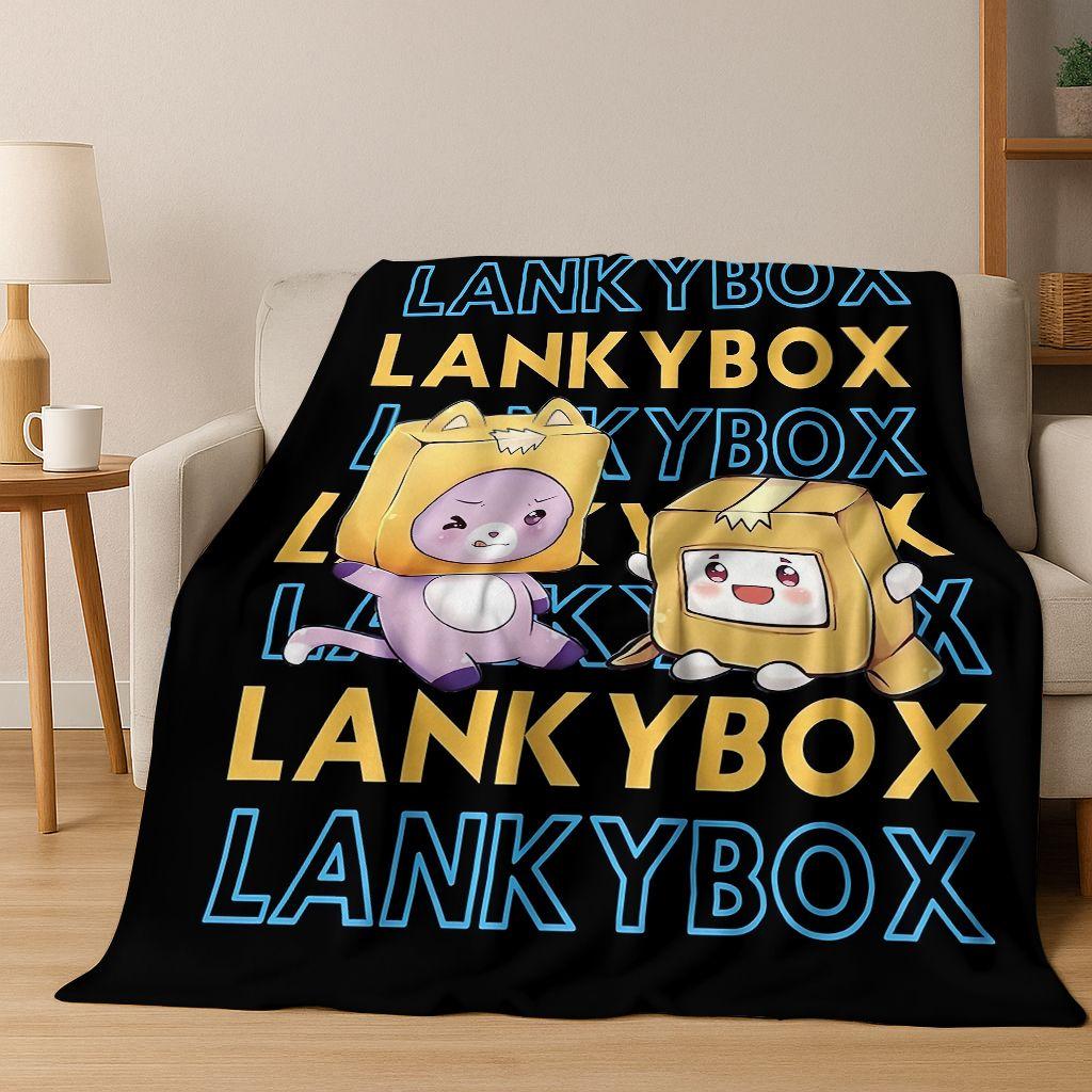 Kreskówkowa Koc Lankybox Urocza Foxy Boxy Rocky Flanelowy Koc, Przytulny Miękki Koc na Kanapę Sofa Pokrycie Piknikowe Prezent dla Dzieci