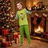 Family Matching Christmas Pajama Set with Long Sleeve Neck Top and Pants for Parents and Kids