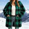Women's Casual Plush Plaid Zip-Up Jacket for Fall and Winter Wear