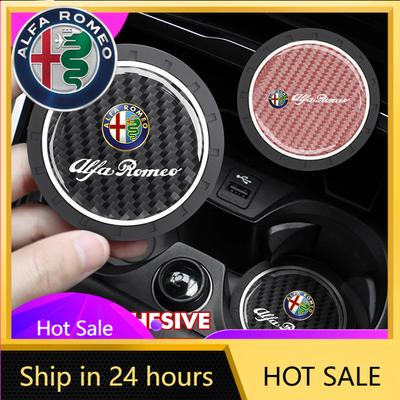Car Stickers For Alfa Romeo Carbon Fibre Car Coaster Water Cup Holder Pad Anti-slip Mat For Alfa Romeo 159 Giulietta Giulia 147