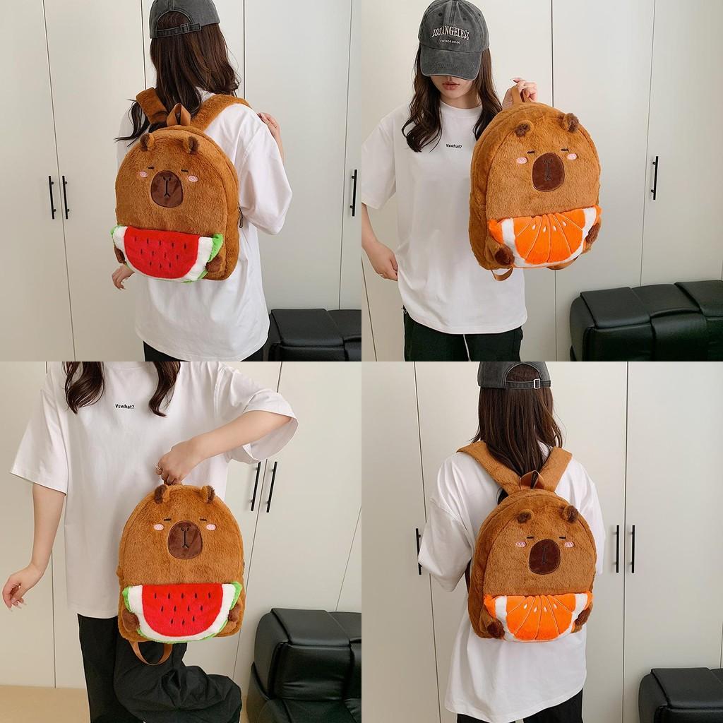 Capybara Plush Backpack For Kids With Zipper Closure And Breathable Design For School And Travel