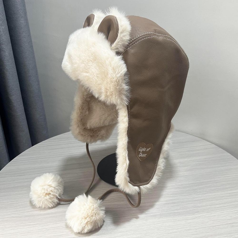 Windproof Trapper Hat Bear Ear Cycling Lei Feng Hat Fashion Winter Pilot Hat  Outdoor