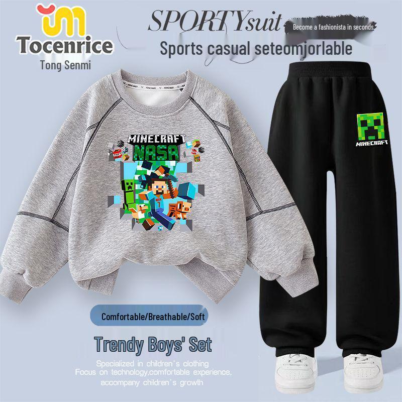 Men's Minecraft Crewneck Sweatshirt - Creeper & Steve Design for Kids