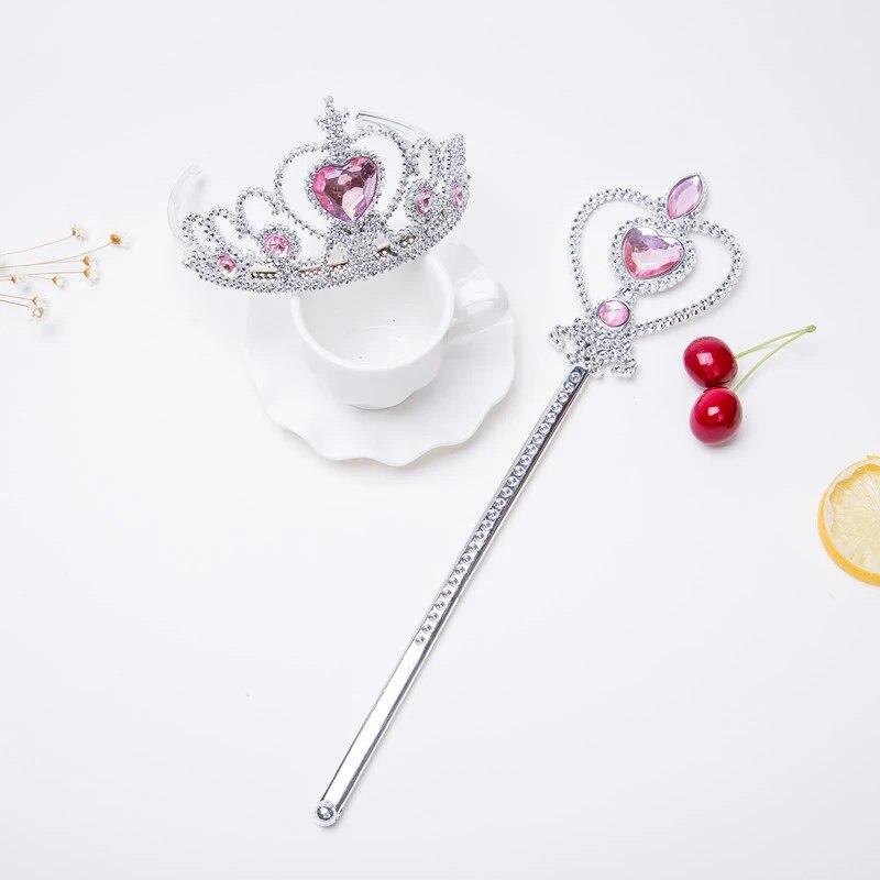 Non-Toxic 6Pcs Rhinestone Tiara Crown And Magic Wand With Glitter Crystal Head Hoop Jewelry Hair Accessories For Children Teens Birthday Gift