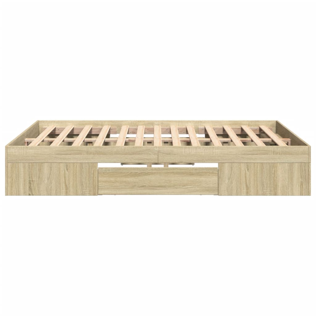 Bed Frame without Mattress Sonoma Oak Finish 140 x 200 cm Engineered Wood