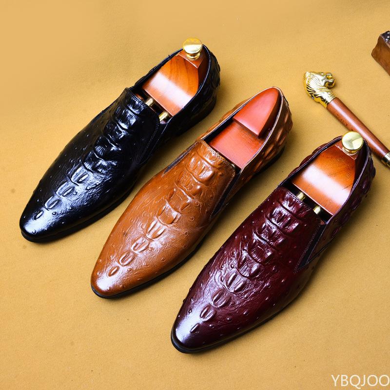 Genuine Leather Black Mens Shoes Oxford Office Shoes For Men Luxury Dress Shoes Slipon Wedding Shoes For Men