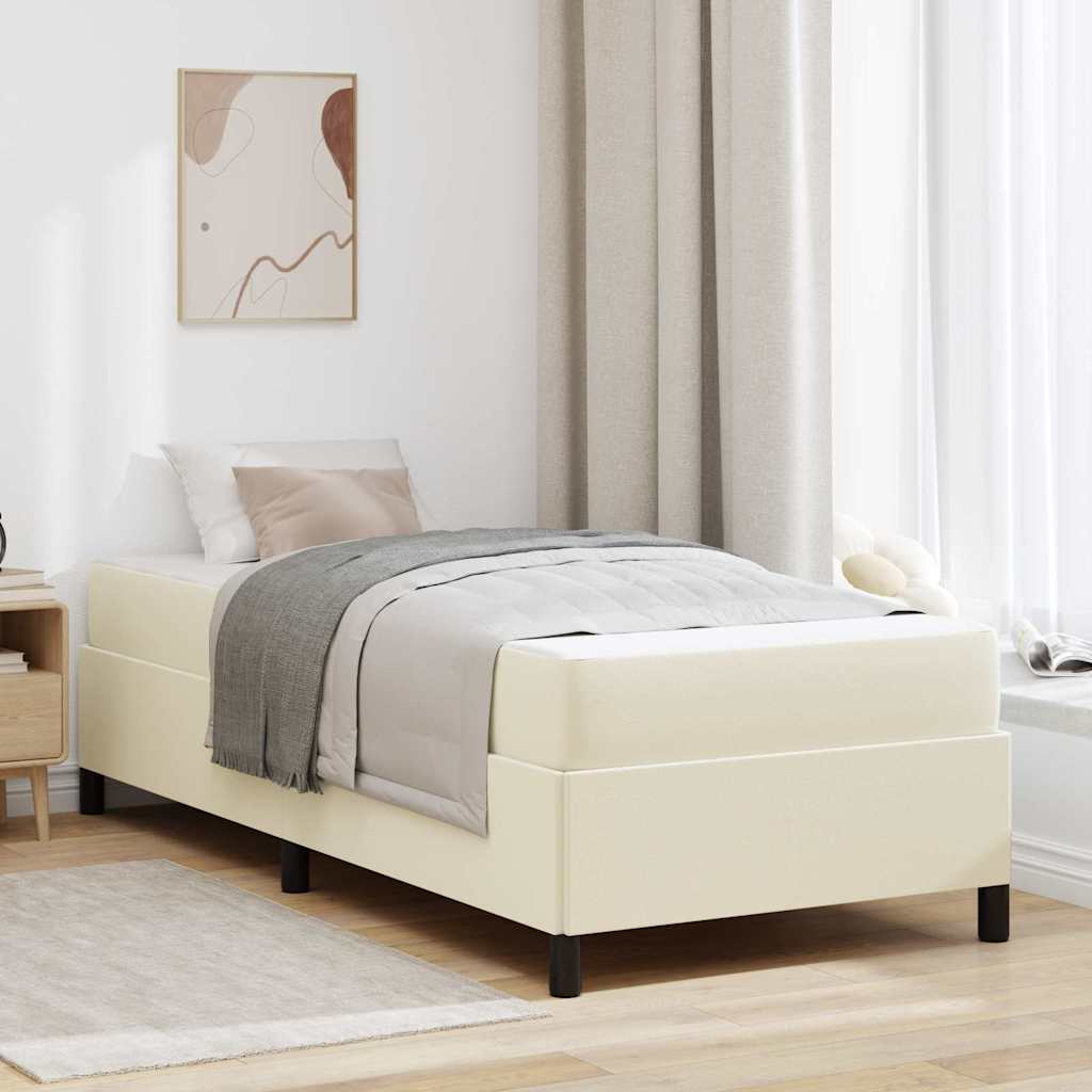 Bed Frame with Mattress Cream 90 x 190 cm Fabric