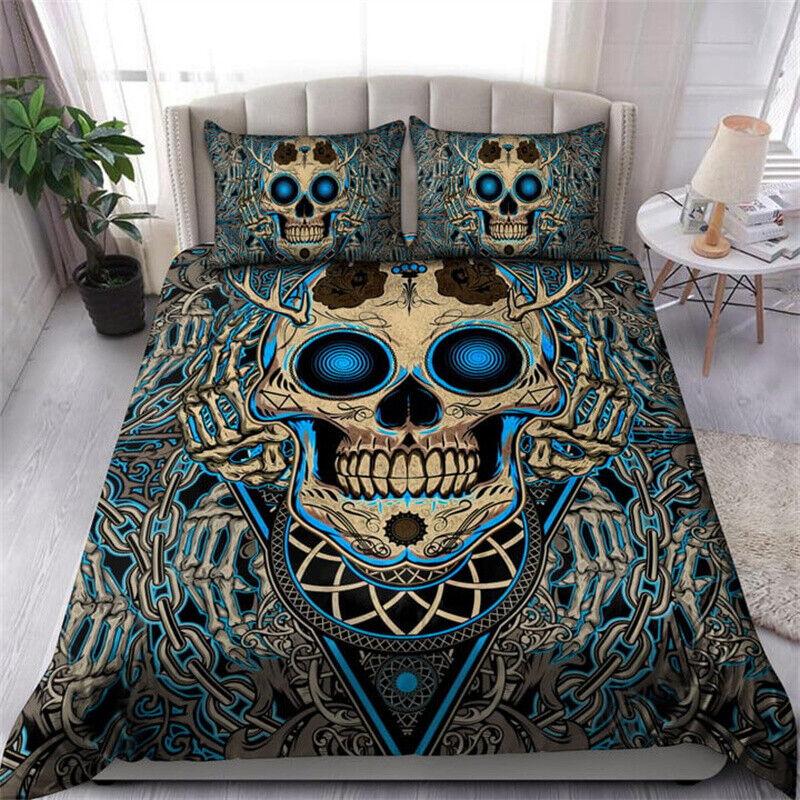 3D Flower Printed Bedding Set Skull Duvet Cover Soft Comforter Cover Sets Gift