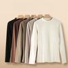 Women's Half-High Neck Double-Sided German Fleece Solid Long Sleeve Top Fashionable Inner Wear Medium Neck Base Layer for Spring, Autumn and Winter
