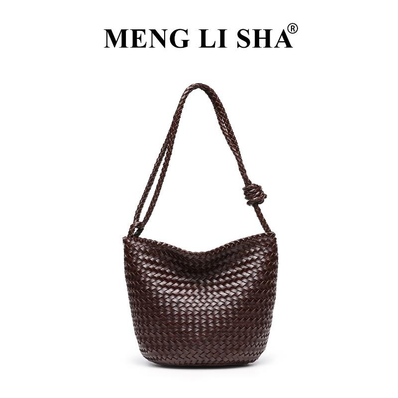 2 New retro trend hand-woven bag large capacity shoulder underarm bucket bag fashionable simple handbag шоколадный