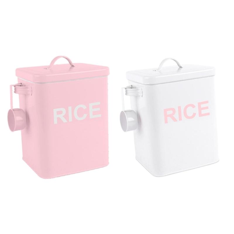 Space Saving Sealed Rice Container Airtight Flour Canister Pet Food Storage Jar with Lid Baking Supplies Organizer