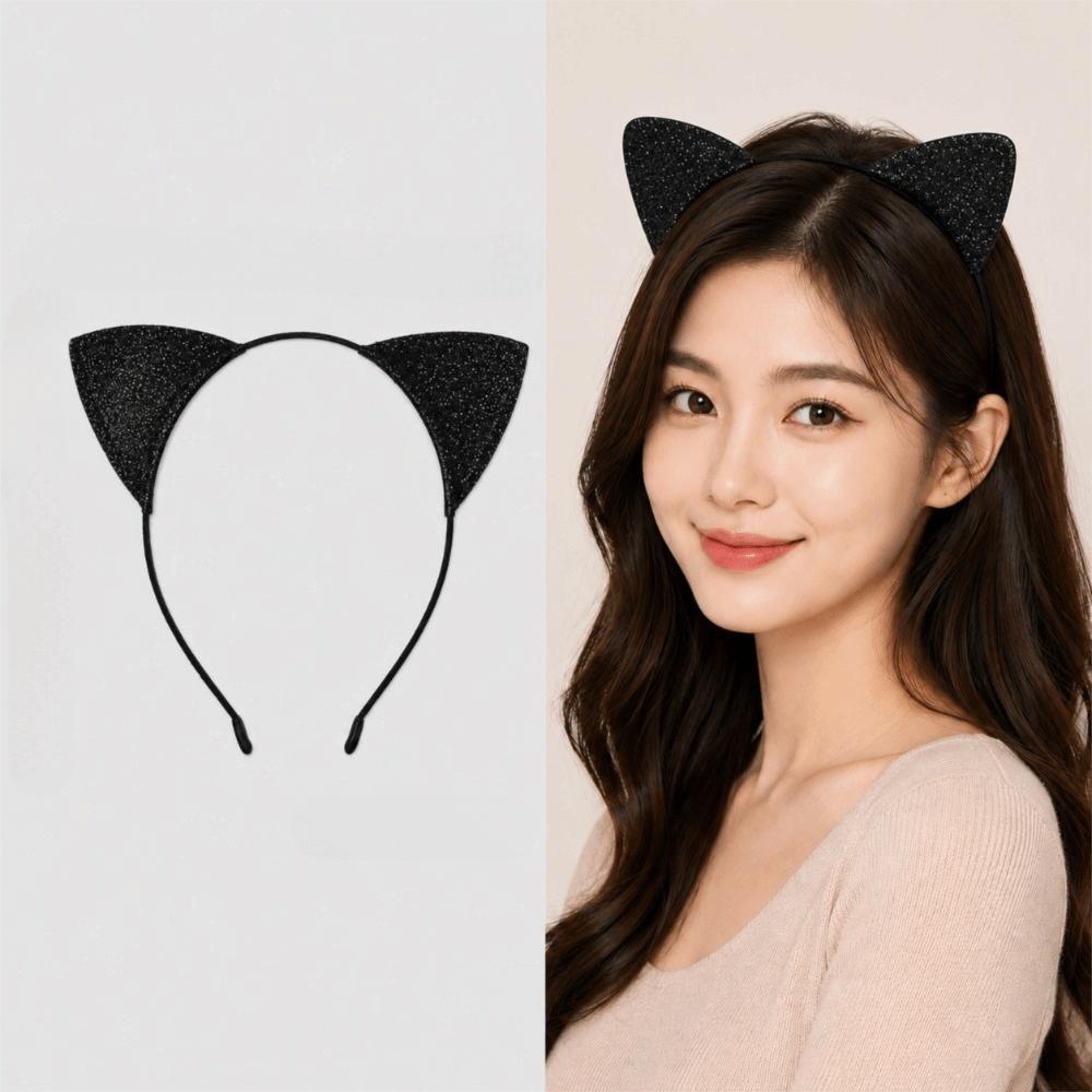 Universal Halloween Cat Ear Headband Shinny Cosplay Cat Ear Headpiece Cute Cat Ear Hair Hoop Kid