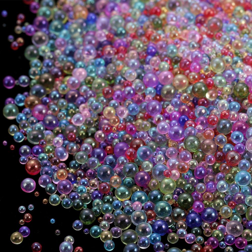10/20g 0.4-3mm Mini Bubble Ball Beads Tiny Glass Bead Resin Filling for Silicone Mold UV Resin Epoxy Filler DIY Nail Art Decor