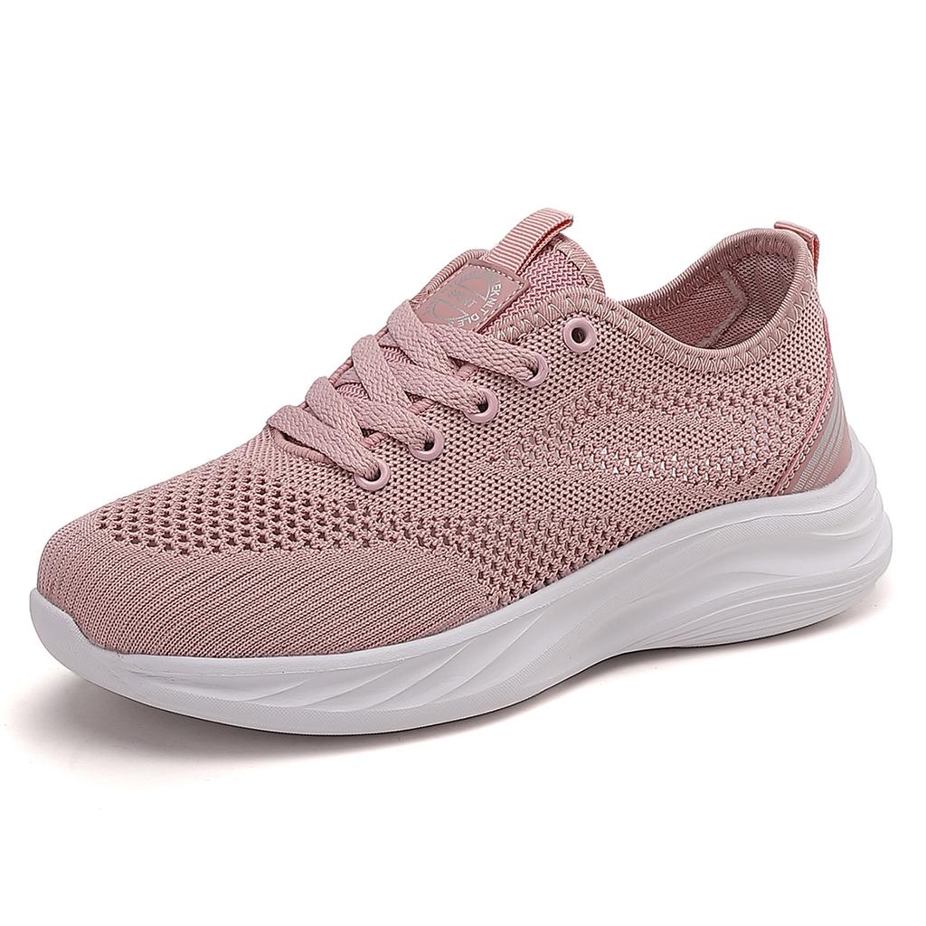 Women Lace Up Shoes Sporty Outdoor Flying Weaving Sneakers Comfort Lightweight Non Slip Athletic Shoes for Gym Work Casual Shoes