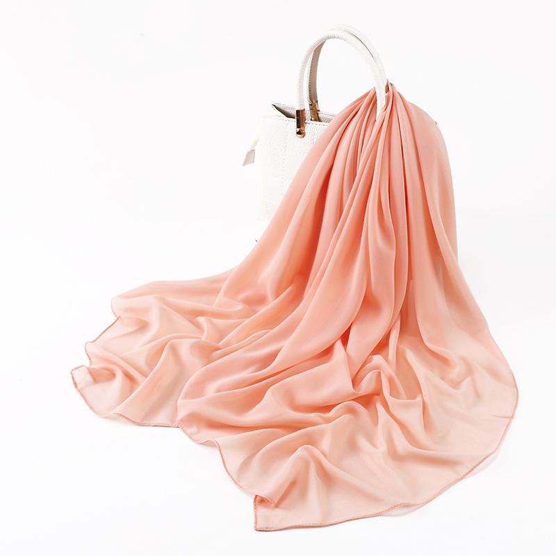 Muslim Chiffon Hijab Scarf for Women Big Solid Color Head Wrap for Women Hijabs Scarves Ladies Muslim Veil Jersey Hijabs Turban