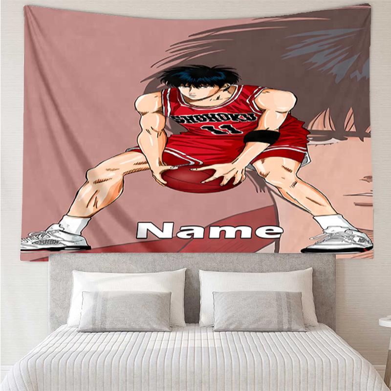 Custom Name Slam Dunk Print Tapestry, Backdrop, Easy Setup, Ideal for Bedroom, Office & Living Room, with Aesthetic Wall Hanging Decor.