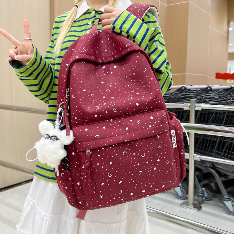 Schoolbag, Japanese-style Star Backpack, INS style student backpack, large capacity, high-appearance double shoulder backpack, school bag for middle