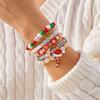 Handmade Soft Clay Beaded Christmas Bracelets Sets for Women Men Enamel Xmas Tree Bell Santa Snowflake Bracelets Trendy Jewelry