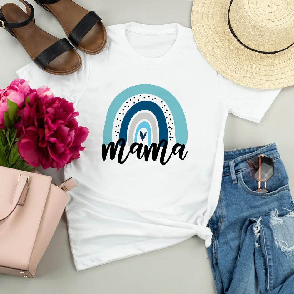 Womens Teach Love Rainbow Mama Graphic TShirt Harajuku Style Aesthetic Rainbow Print Modal Dress Casual Top for Women Cartoon