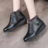Autumn Winter Women Boots Outdoor Pu Leather Waterproof Flat Ankle Boots Plus Size Plush Warm Snow Boots Mother Cotton Shoes