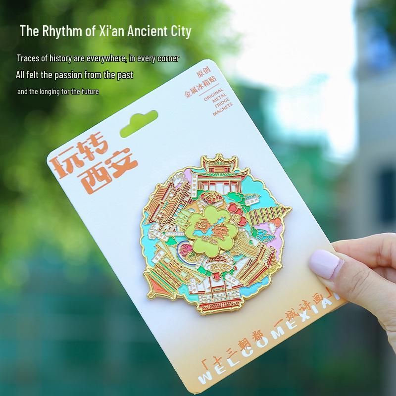 Rotating Xi'an Cultural Attraction Fridge Magnet - Scenic Tourism Museum Souvenir Gift