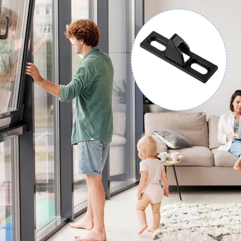 2 Stück Robuste Zinklegierung Schiebetürriegel Set Praktisches Zubehör für Badezimmer Balkone Fenster Schwarze Türbeschläge